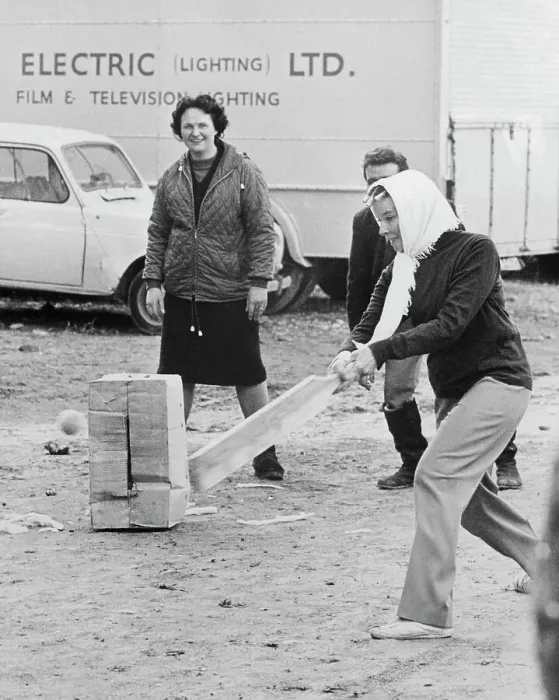 Framed Print : Katharine Hepburn Playing Cricket on Lot Framed Print : Katharine Hepburn Playing Cricket on Lot