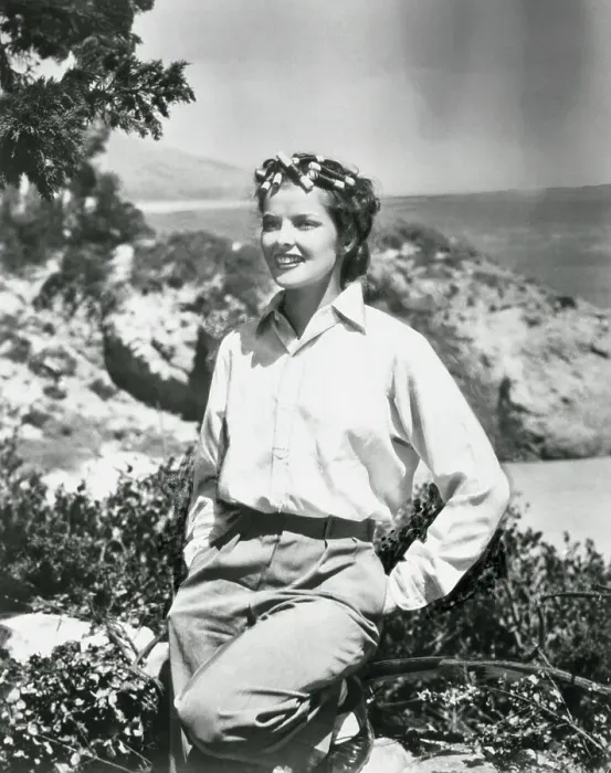 Framed Print : Katharine Hepburn Posing Outdoors Framed Print : Katharine Hepburn Posing Outdoors