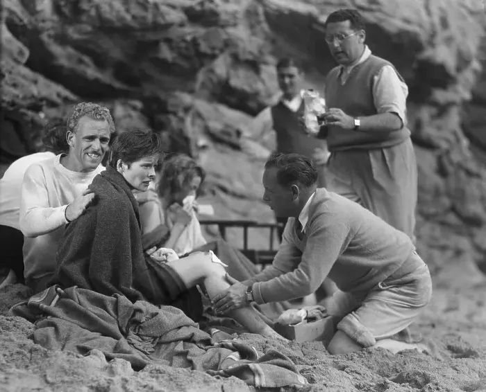 Framed Print : Katharine Hepburn Rests After Filming Framed Print : Katharine Hepburn Rests After Filming