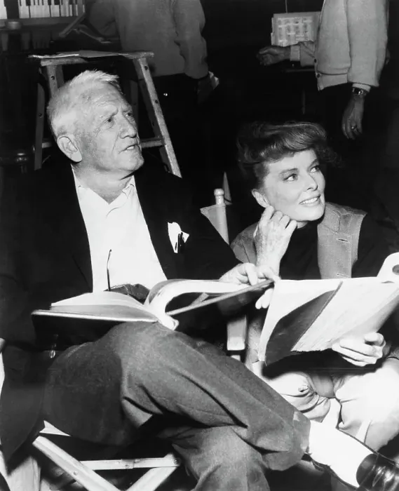 Framed Print : Katharine Hepburn with Spencer Tracy on Movie Set Framed Print : Katharine Hepburn with Spencer Tracy on Movie Set