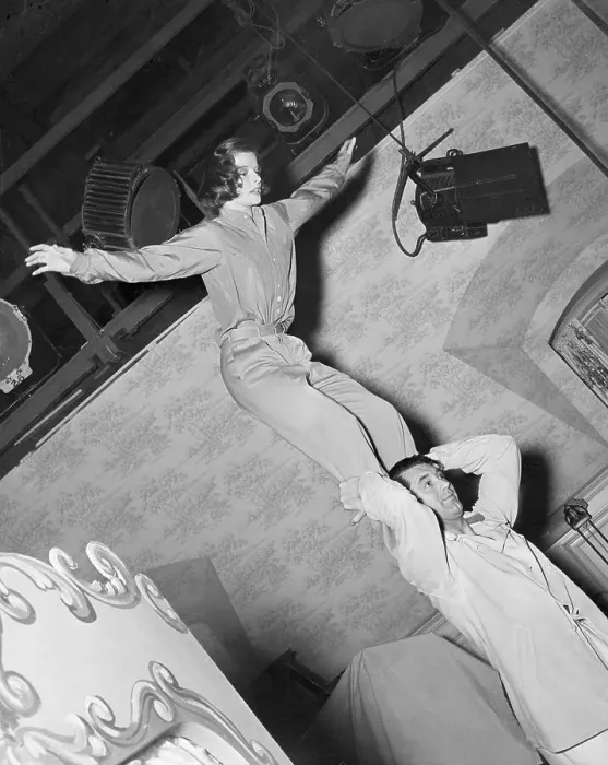 Framed Print : Katharine Hepburn Standing on Cary Grant's Shoulders