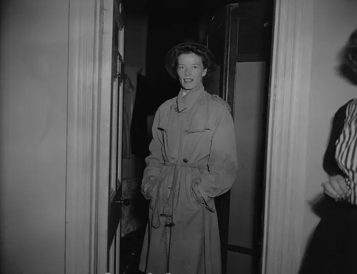 Framed Print : Katharine Hepburn Standing In Doorway Framed Print : Katharine Hepburn Standing In Doorway