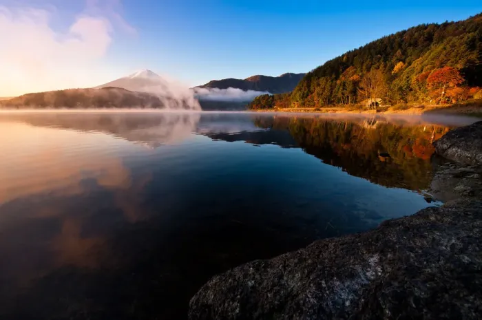 Framed Print : Kawaguchi lake with mt. Fujiyama