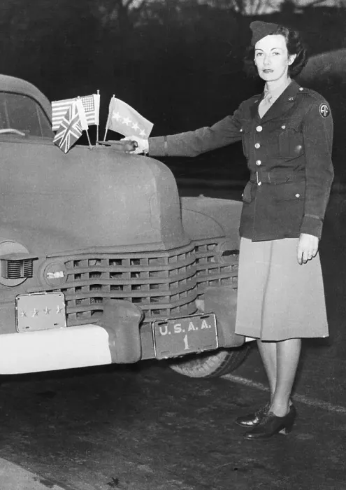 Framed Print : Kay Summersby Standing By Car Framed Print : Kay Summersby Standing By Car