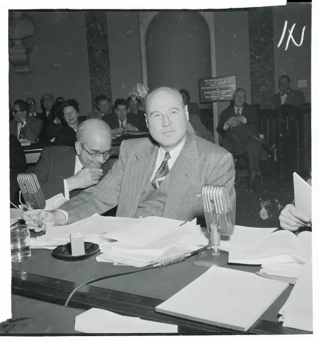 Framed Print : KD Nichols and Lewis Strauss Testifying at AEC Hearing