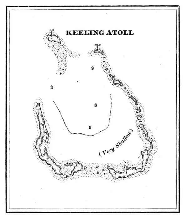 Framed Print : Keeling Atoll Map Framed Print : Keeling Atoll Map