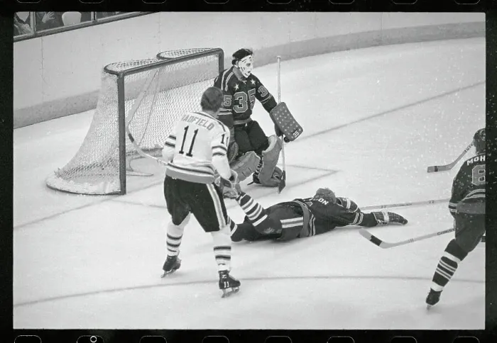 Framed Print : Keith Magnuson Saving the Puck Framed Print : Keith Magnuson Saving the Puck