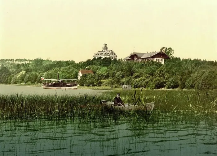 Framed Print : The Kellersee in Holstein Switzerland in Schleswig-Holstein, Germany, Historic, digitally restored reproduction of a photochrome print from the 1890s Framed Print : The Kellersee in Holstein Switzerland in Schleswig-Holstein, Germany, Historic, digitally restored reproduction of a photochrome print from the 1890s