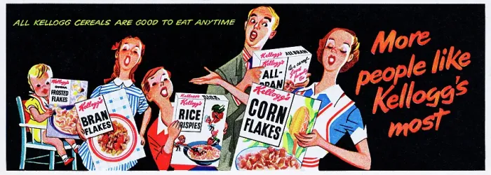 Framed Print : Kellogg's. 1954: Advertisement for Kellogg's breakfast cereals with the Framed Print : Kellogg's. 1954: Advertisement for Kellogg's breakfast cereals with the