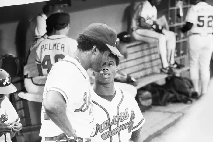 Framed Print : Ken Griffey Jr. And Sr. Chat In Dugout Framed Print : Ken Griffey Jr. And Sr. Chat In Dugout