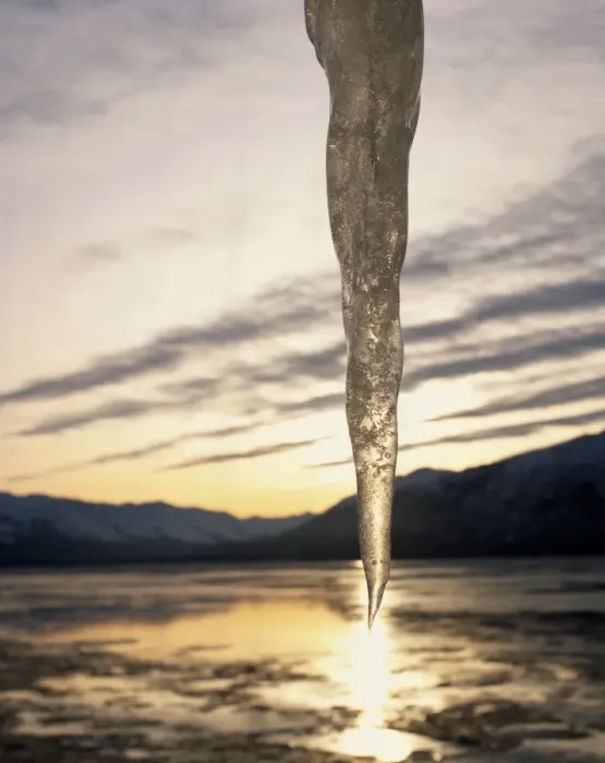 Framed Print : Kenai Mountain Range, Icicle in Foreground Framed Print : Kenai Mountain Range, Icicle in Foreground