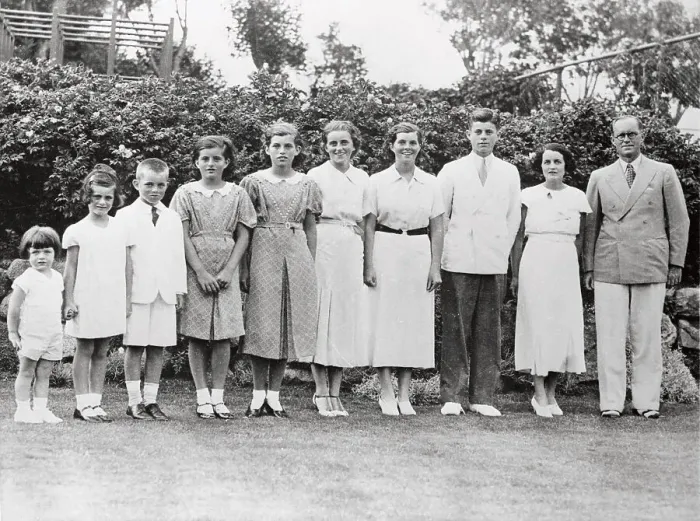 Framed Print : Kennedy Family Standing on Lawn Framed Print : Kennedy Family Standing on Lawn