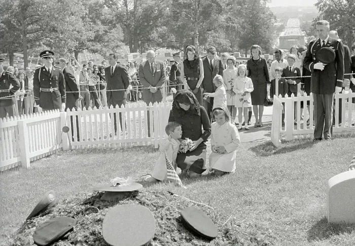 Framed Print : Kennedy Family Visit JKF's Grave