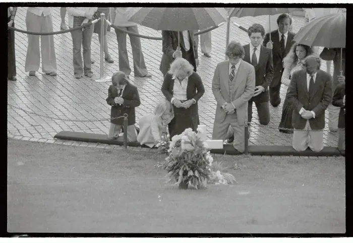 Framed Print : Kennedy Family Visiting Gravesite Framed Print : Kennedy Family Visiting Gravesite