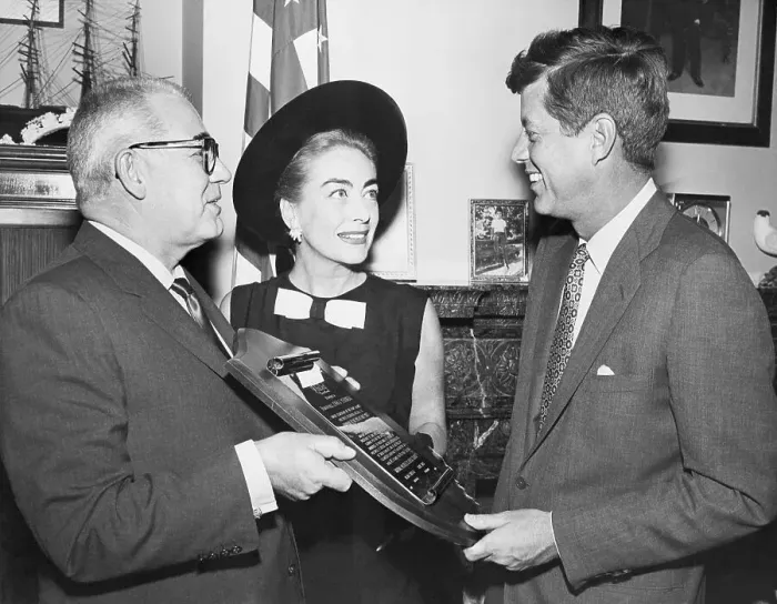 Framed Print : Kennedy Gets Award; Joan Crawford In Bac Framed Print : Kennedy Gets Award; Joan Crawford In Bac