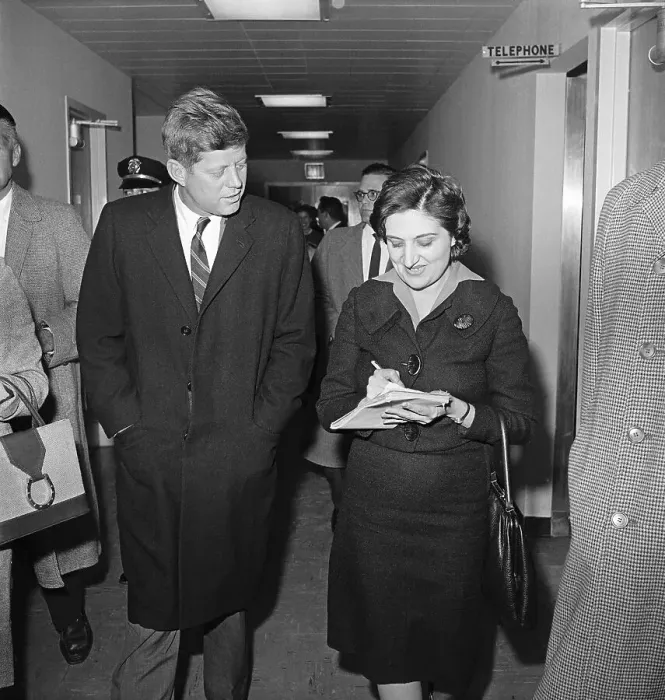 Framed Print : Kennedy Interviewed by Helen Thomas Framed Print : Kennedy Interviewed by Helen Thomas