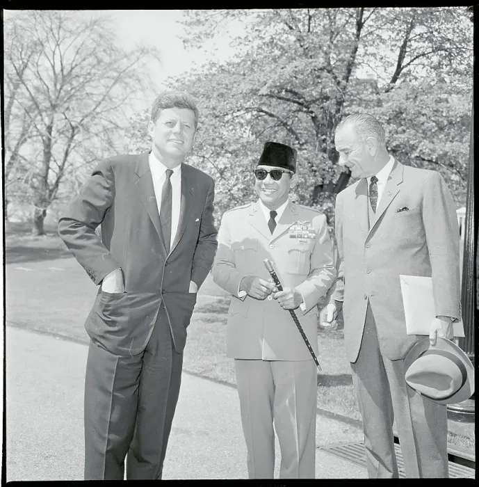 Framed Print : Kennedy and Johnson with Indonesia's Sukarno 1961 Framed Print : Kennedy and Johnson with Indonesia's Sukarno 1961
