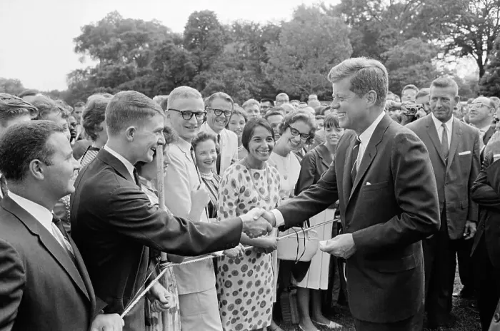 Framed Print : Kennedy Talking to Peace Corp Volunteers Framed Print : Kennedy Talking to Peace Corp Volunteers
