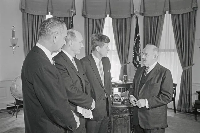 Framed Print : Kennedy at White House Conference Framed Print : Kennedy at White House Conference