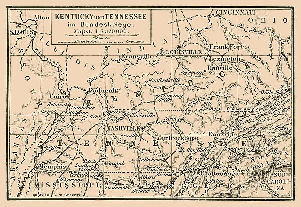 Kentucky and Tennessee in federal war map