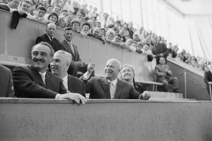 Framed Print : Khrushchev and Party Looking to Side Framed Print : Khrushchev and Party Looking to Side