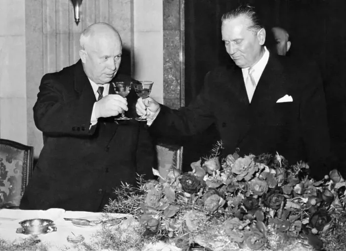 Framed Print : Khrushchev and Tito Making a Toast Framed Print : Khrushchev and Tito Making a Toast