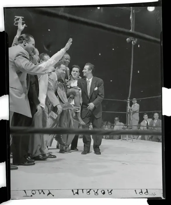 Framed Print : Kid Gavilan Celebrating Boxing Victory at Ring Corner
