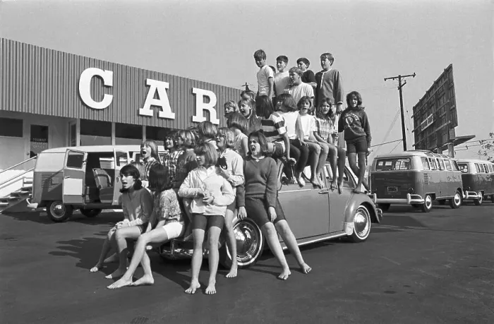 Framed Print : Kids Car Packing into a Volkswagen Framed Print : Kids Car Packing into a Volkswagen