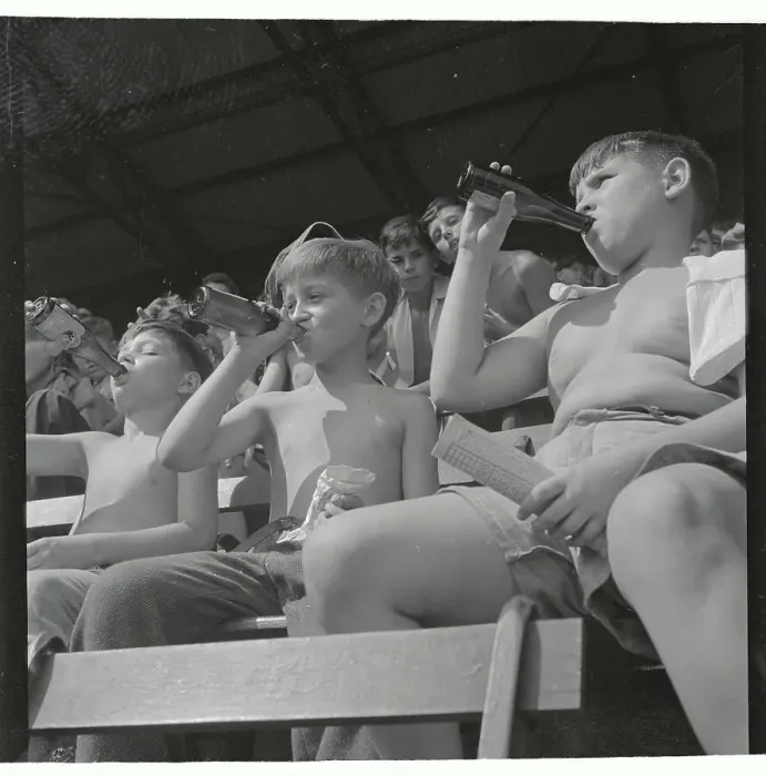 Framed Print : Kids Drinking Soda Pop Simultaneously Framed Print : Kids Drinking Soda Pop Simultaneously