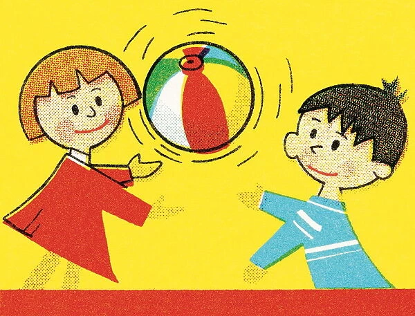 Kids playing with a beach ball