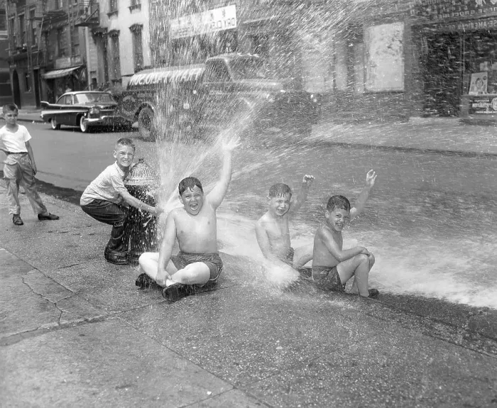 Framed Print : Kids Playing Around Fire Hydrant Framed Print : Kids Playing Around Fire Hydrant