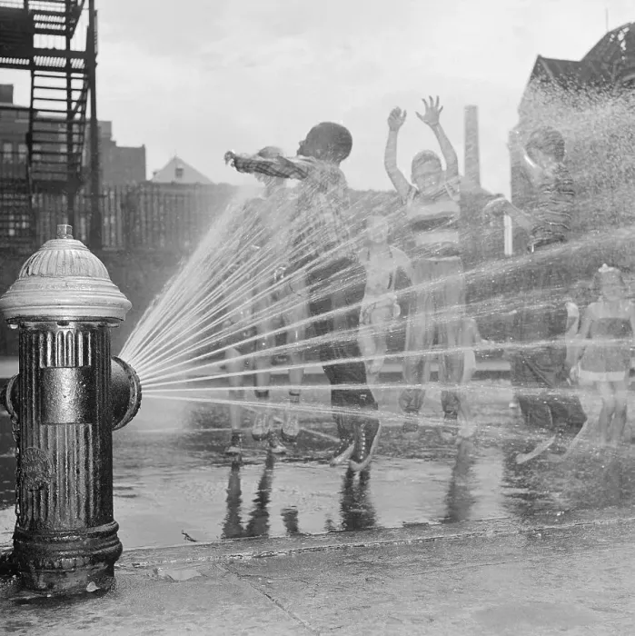 Framed Print : Kids Playing Under Fire Hydrant