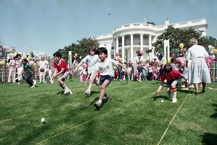 Framed Print : Kids on White House Lawn in Easter Egg Race Framed Print : Kids on White House Lawn in Easter Egg Race