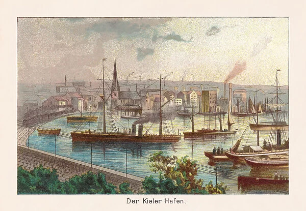 The Kiel harbor, chromolithograph, published in 1888