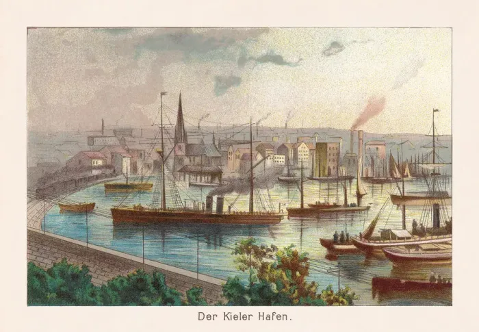 Framed Print : The Kiel harbor, chromolithograph, published in 1888 Framed Print : The Kiel harbor, chromolithograph, published in 1888
