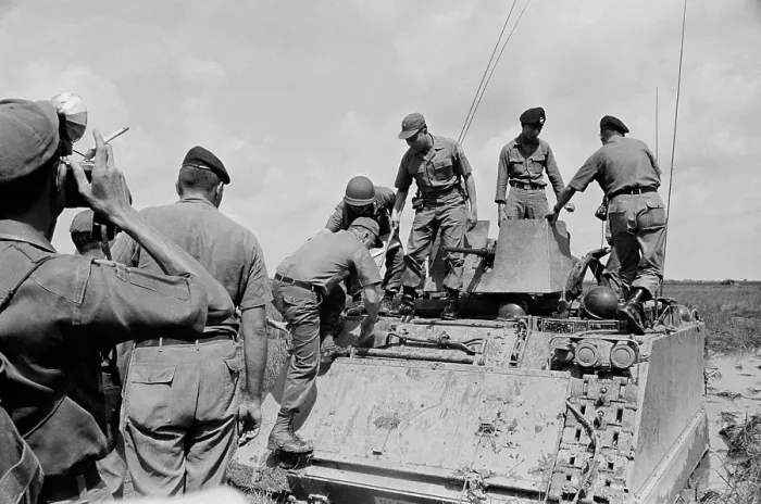 Framed Print : Kien Hoa. Armoured vehicles at Kien Hoa near Saigon Framed Print : Kien Hoa. Armoured vehicles at Kien Hoa near Saigon