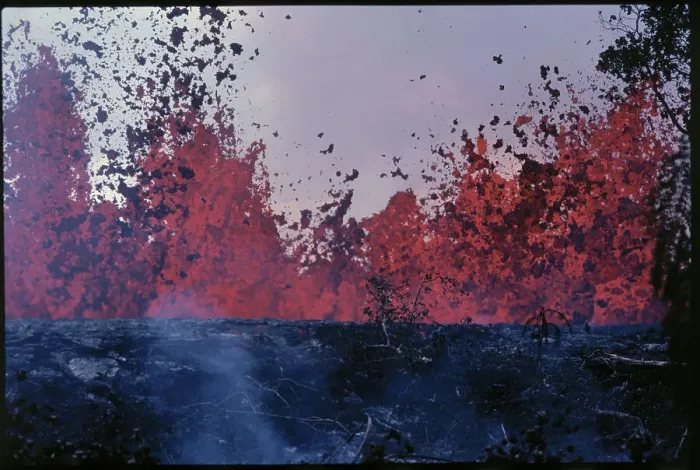 Framed Print : Kilauea Volcano Blasting Through Rain Forest