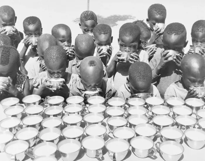 Framed Print : Kindergartners in Chad Have Milk Break Framed Print : Kindergartners in Chad Have Milk Break