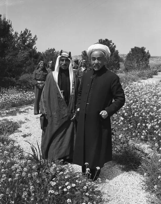 Framed Print : King Abdullah with Prince Talal in Garden Framed Print : King Abdullah with Prince Talal in Garden