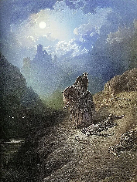 King Arthur discovering the Skeletons of the Brothers, Idylls of the King