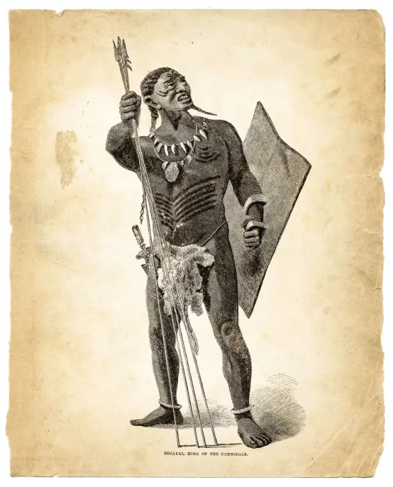 Framed Print : King of the cannibals engraving Framed Print : King of the cannibals engraving