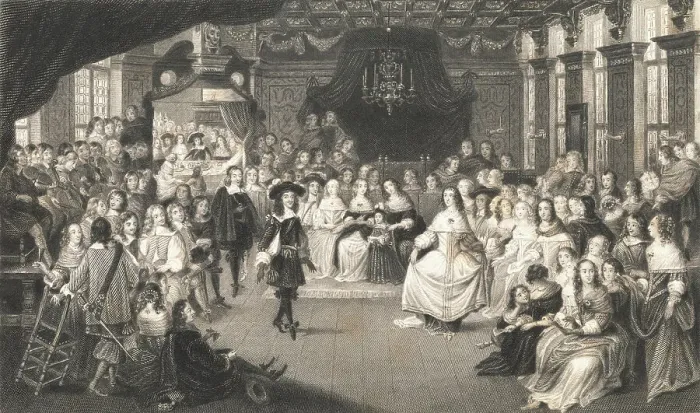 Framed Print : King Charles II and Family at Royal Gathering Framed Print : King Charles II and Family at Royal Gathering