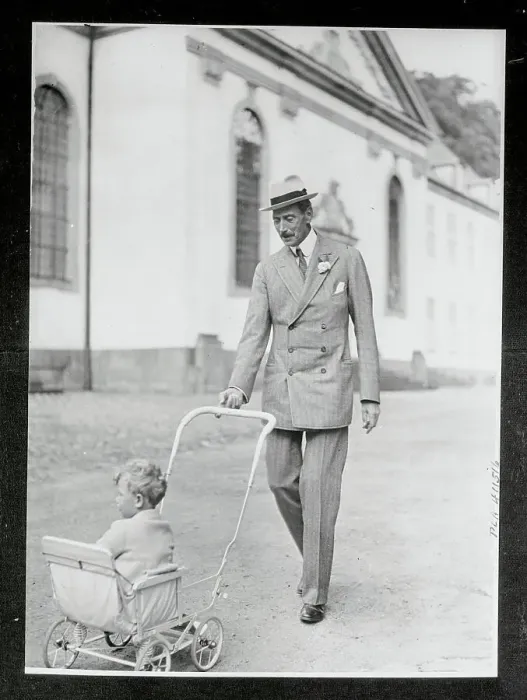 Framed Print : King Christian Pushing Along His Granddaughter Framed Print : King Christian Pushing Along His Granddaughter