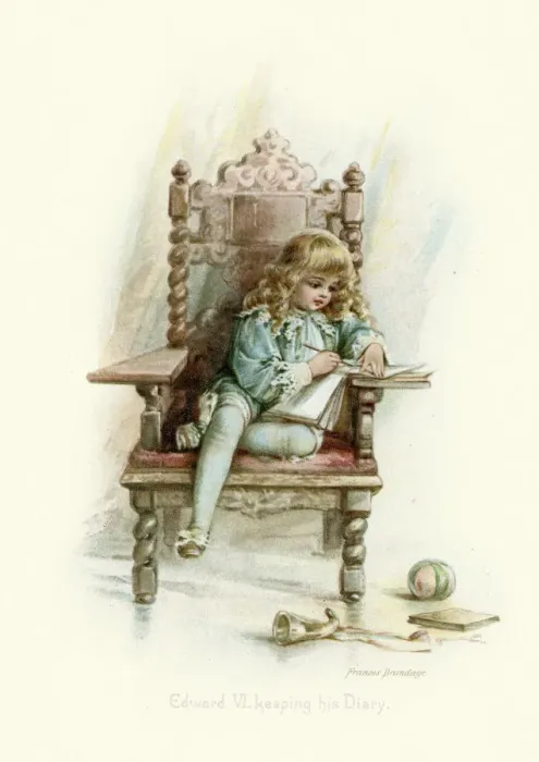 Framed Print : King Edward VI keeping his diary Framed Print : King Edward VI keeping his diary