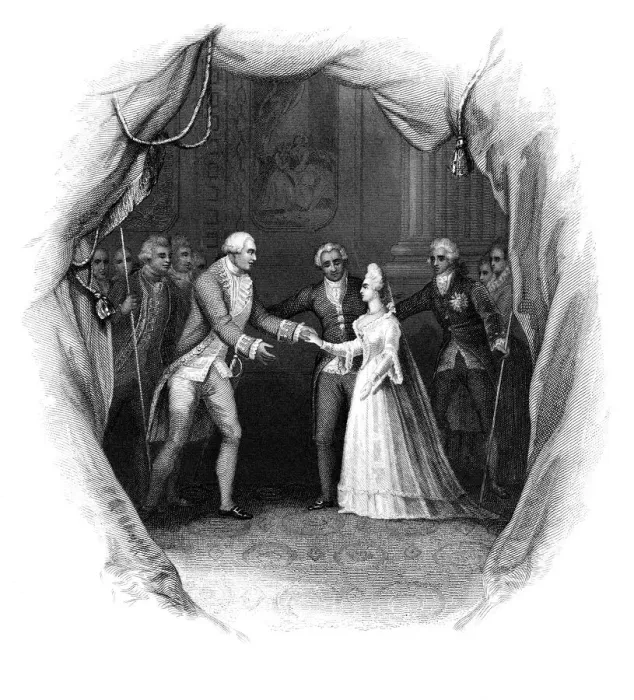 Framed Print : King George III with the Princess Charlotte of Mecklenburg-Strelitz Framed Print : King George III with the Princess Charlotte of Mecklenburg-Strelitz