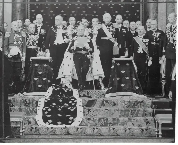 Framed Print : King Gustav VI Speaking at Podium Framed Print : King Gustav VI Speaking at Podium