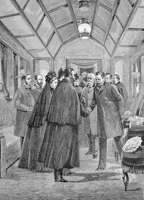 Framed Print : King Humbert, accompanied by Crispi, receives Emperor Frederick at San Pier d Arena, 10 March 1888, now Sampierdarena, Genoa, Italy, historical, digitally restored reproduction of a 19th century original Framed Print : King Humbert, accompanied by Crispi, receives Emperor Frederick at San Pier d Arena, 10 March 1888, now Sampierdarena, Genoa, Italy, historical, digitally restored reproduction of a 19th century original