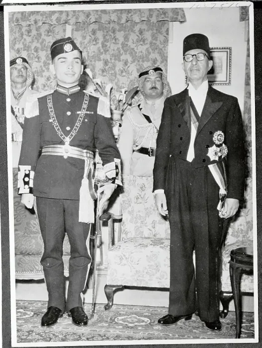 Framed Print : King Hussein and Premier Abulhoda Standing at Attention Framed Print : King Hussein and Premier Abulhoda Standing at Attention