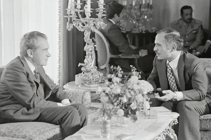 Framed Print : King Hussein and Richard Nixon Sitting together Framed Print : King Hussein and Richard Nixon Sitting together