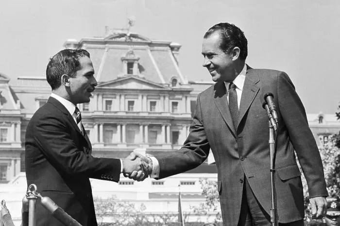 Framed Print : King Hussein Shakes Hands with President Nixon Framed Print : King Hussein Shakes Hands with President Nixon